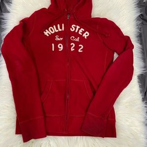 Red Hollister Zip Up Hoodie